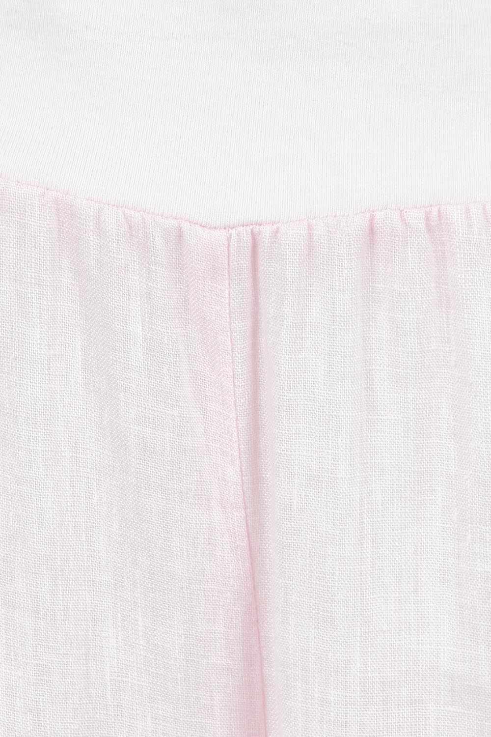 Product shot of the Pull On Linen Pant - Palepink in colour Palepink, showing detail