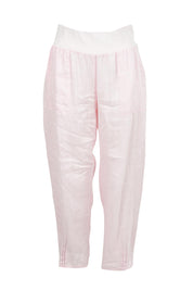 Product shot of the Pull On Linen Pant - Palepink in colour Palepink, from the front