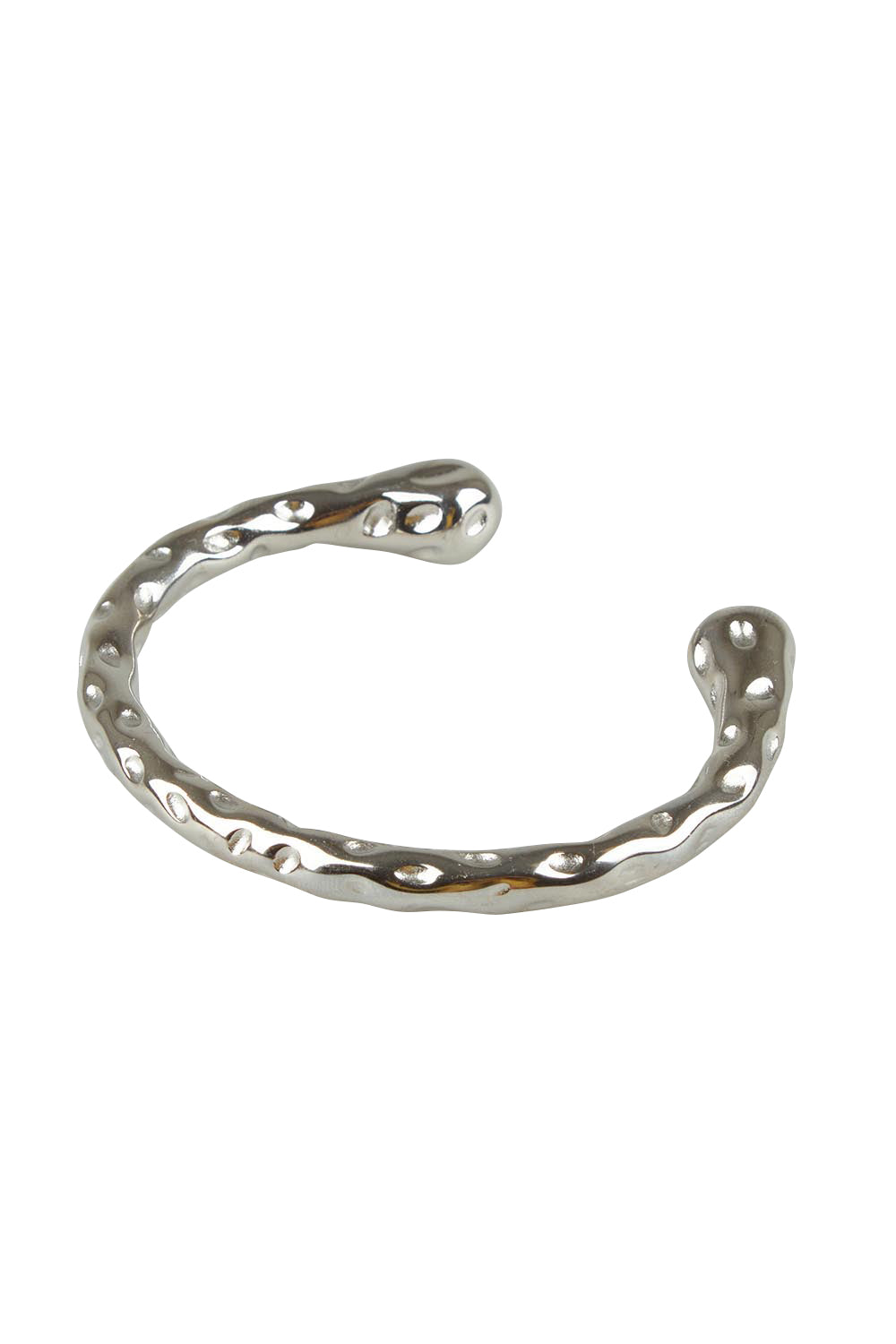 Product shot of the Alana Hammered Metallic Cuff in colour Silver (Metallics), from the front