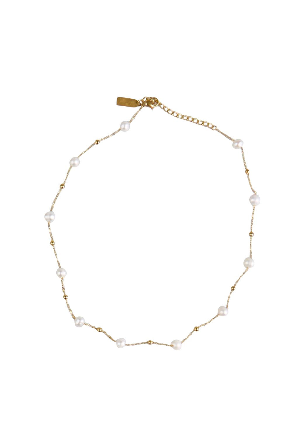 Product shot of the Amalfi Freshwater Pearl Necklace - Gold in colour Gold, from the front