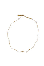 Product shot of the Amalfi Freshwater Pearl Necklace - Gold in colour Gold, from the front