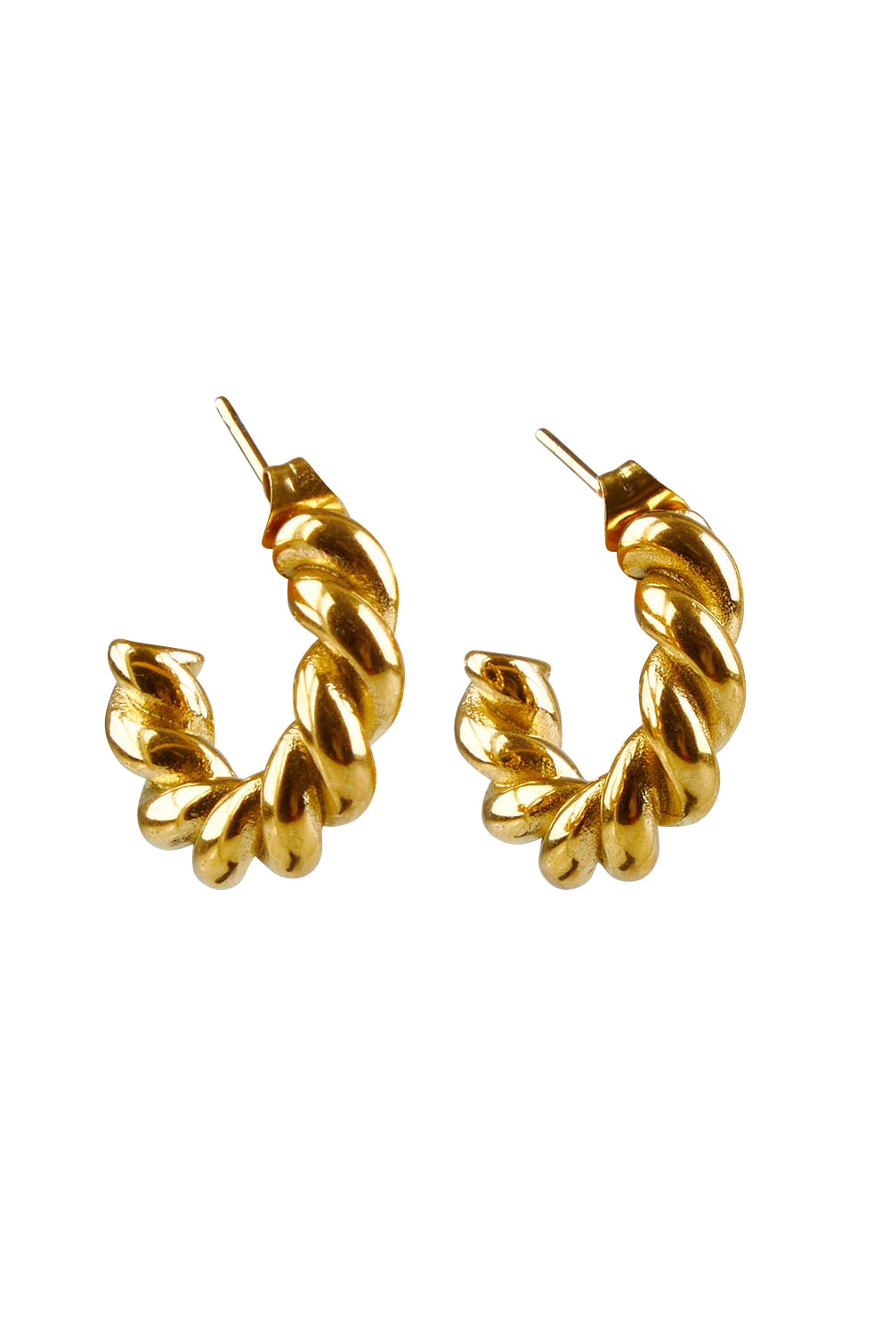 Product shot of the Audrey Twisted Hoops in colour Gold (Metallics), from the front