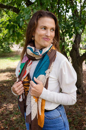 Bella Botanical Scarf – Brown
