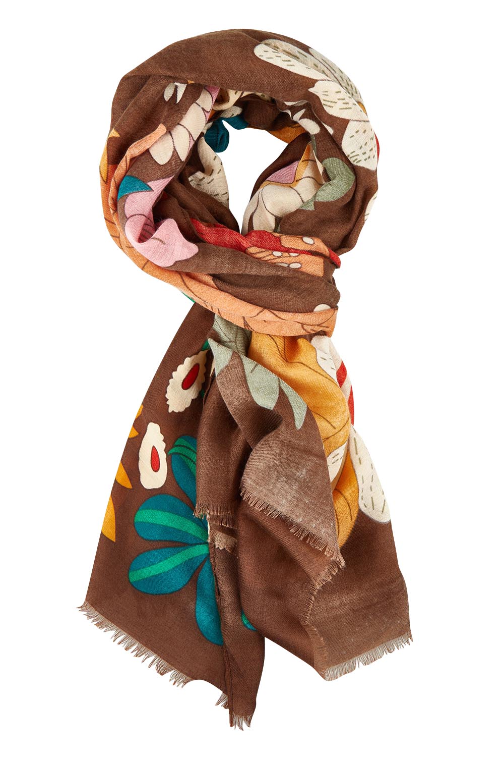 Bella Botanical Scarf – Brown