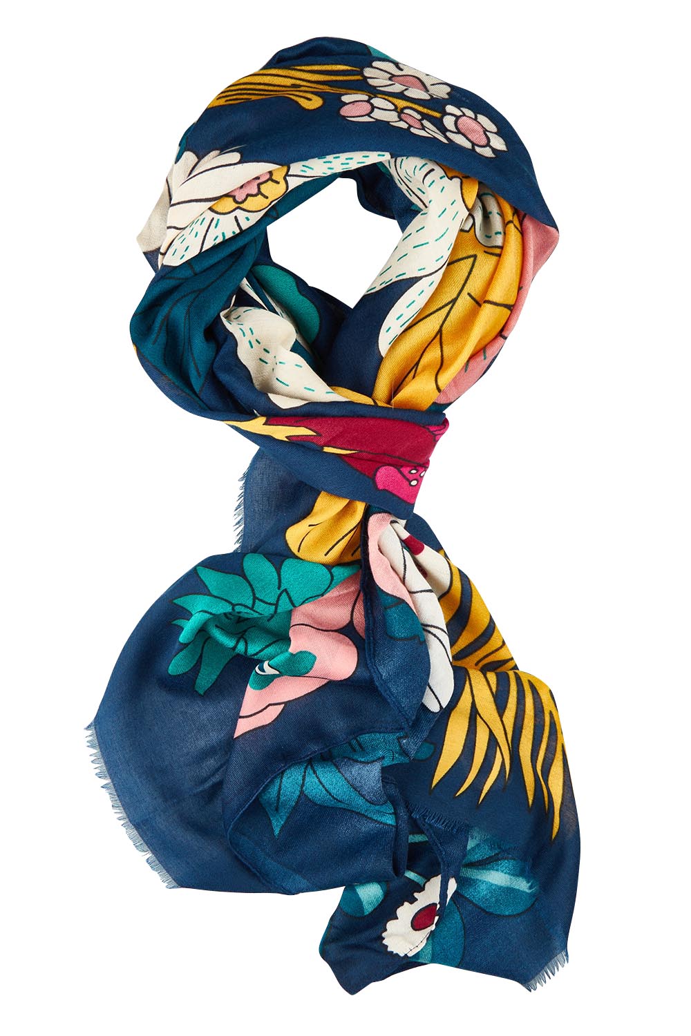 Bella Botanical Scarf – Navy