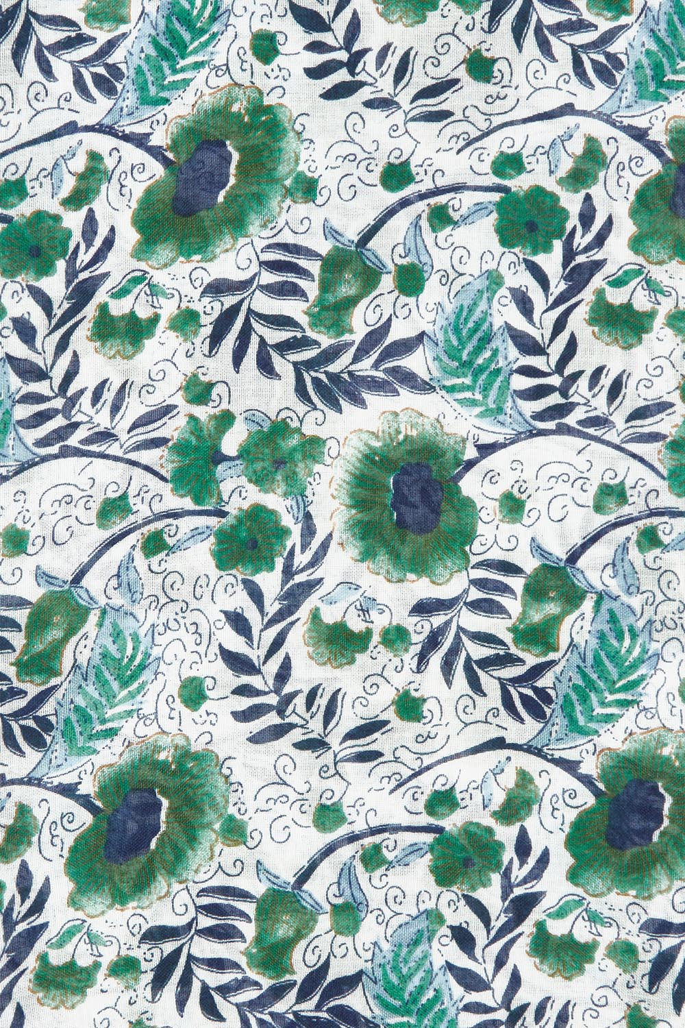 Product shot of the Caroline Floral Lightweight Scarf in colour Navykhaki, detail