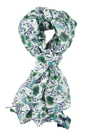 Product shot of the Caroline Floral Lightweight Scarf in colour Navykhaki, from the front