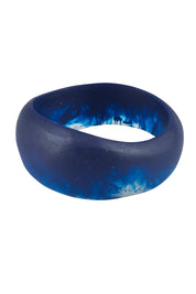Product shot of the Resin Stacking Cuff Bangle in colour Cobalt (Blue), from the front