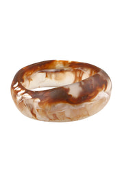 Product shot of the Resin Stacking Cuff Bangle in colour Horn, from the front