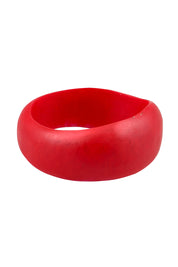 Product shot of the Resin Stacking Cuff Bangle in colour Red (Red), from the front
