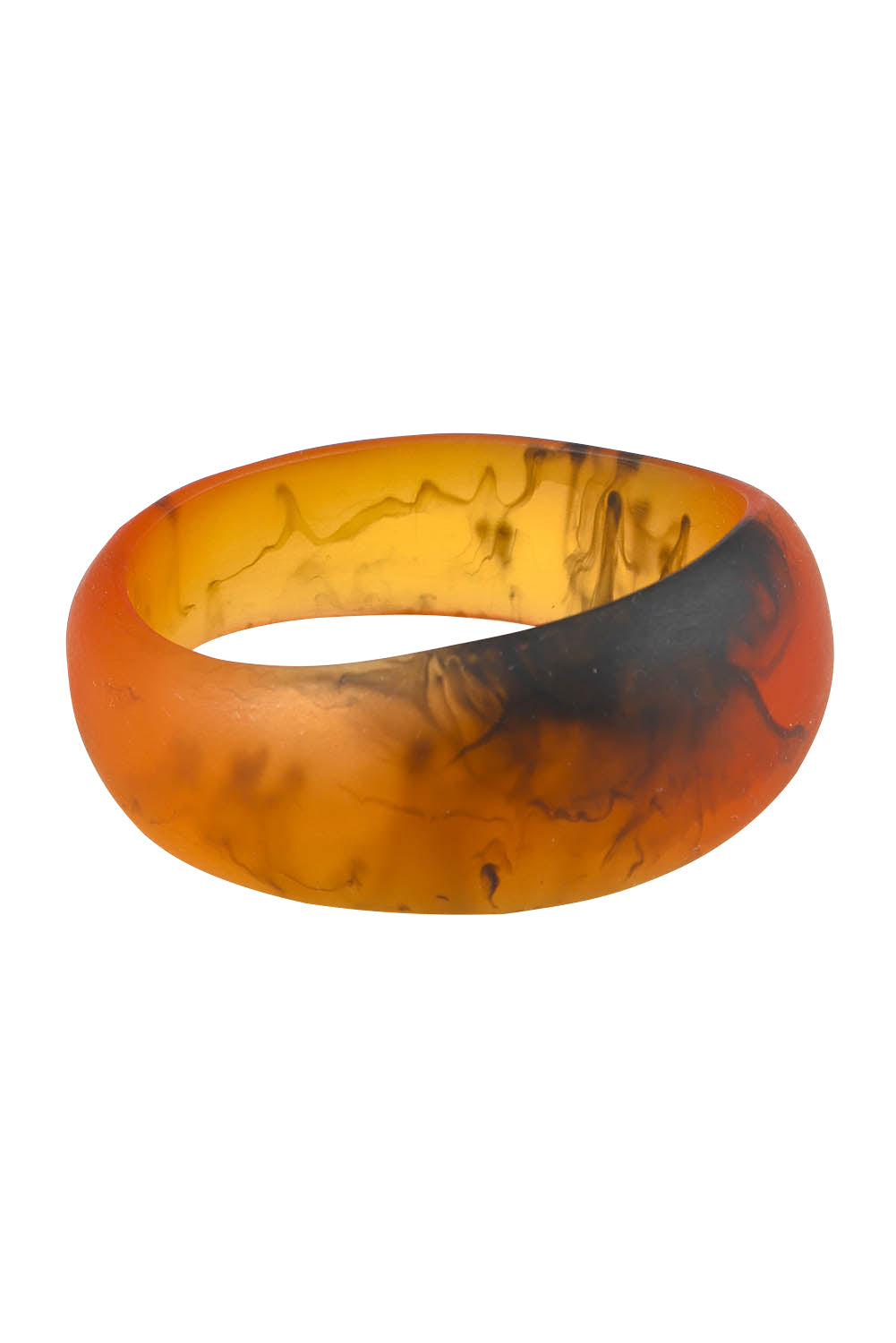 Product shot of the Resin Stacking Cuff Bangle in colour Tortoise, from the front