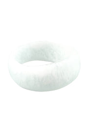 Product shot of the Resin Stacking Cuff Bangle in colour White (White), from the front