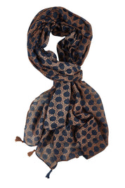 Product shot of the Dotti Spot Lightweight Scarf in colour Navyspot (Blue), from the front