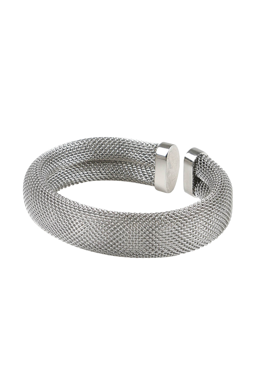 Product shot of the Elegance Mesh Cuff in colour Silver (Metallics), from the front