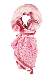 Product shot of the Erin Floral Lightweight Scarf - Pinkred in colour Pinkred, from the front