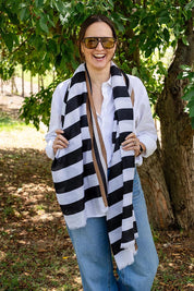 Fiona Stripe Scarf – Black