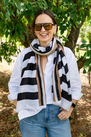 Fiona Stripe Scarf – Black