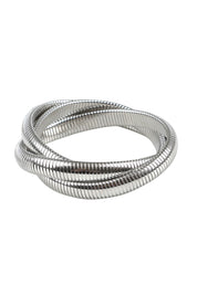 Product shot of the Flex Snake Chain Stretch Bracelet in colour Silver (Metallics), from the front