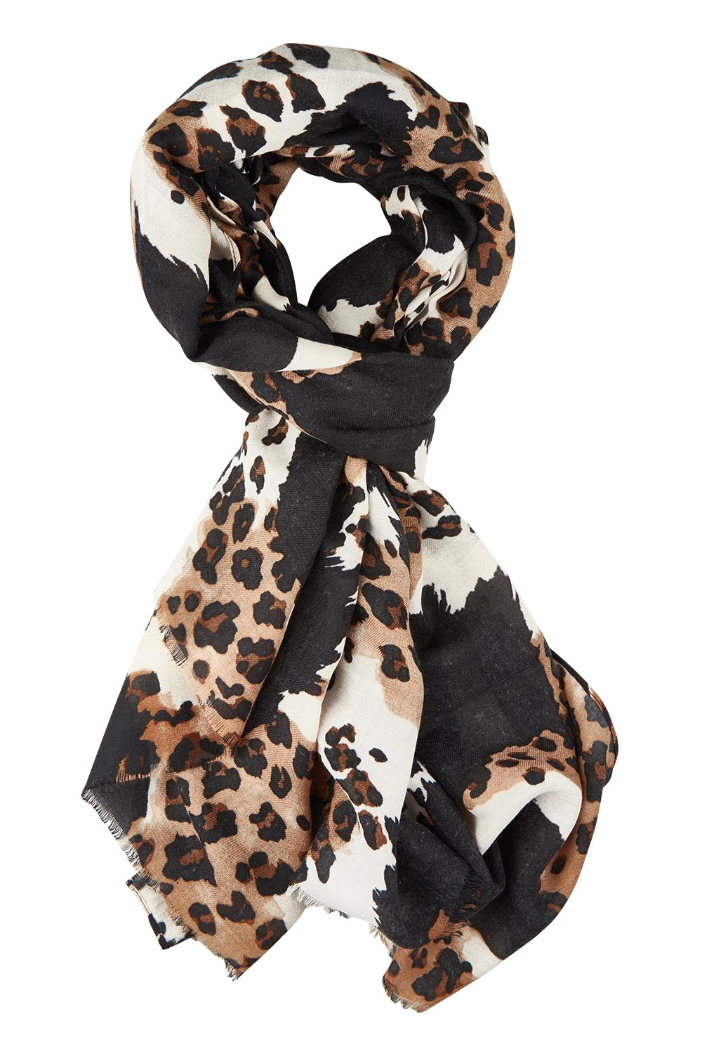 Georgia Animal Print Scarf – Black