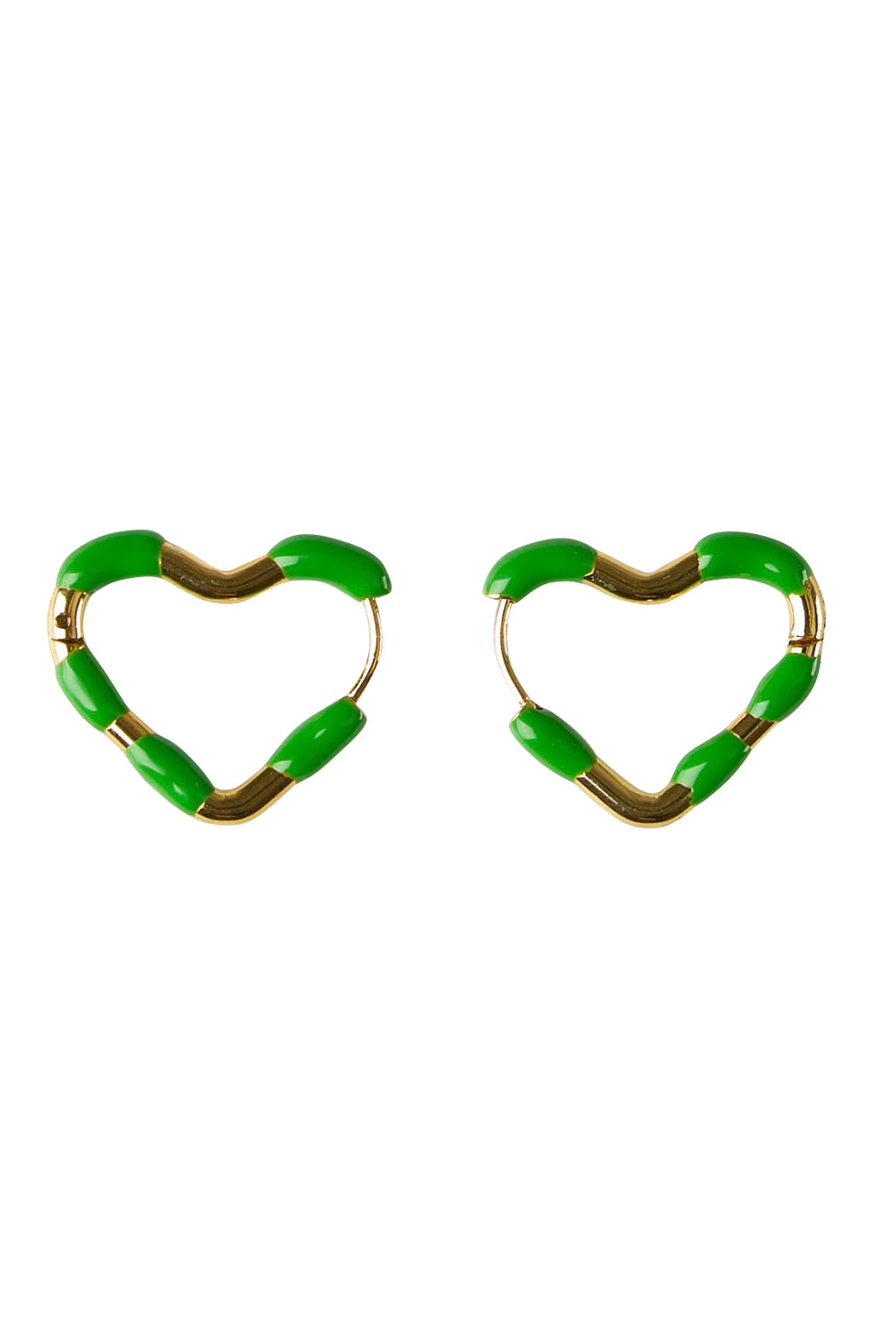 Product shot of the Hannah Heart Hoop Earring - Emeraldgreen in colour Emeraldgreen, from the front
