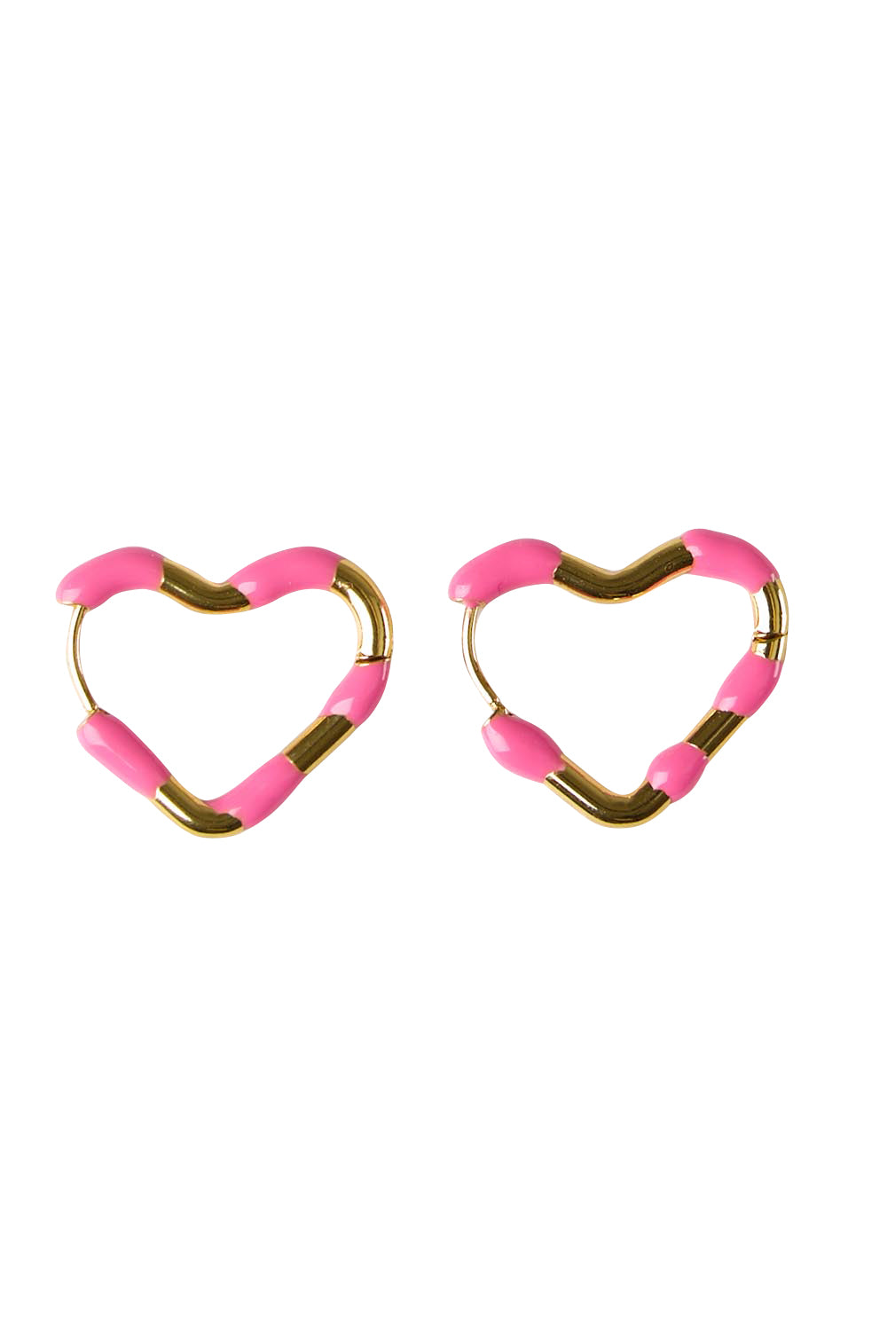 Product shot of the Hannah Heart Hoop Earring - Hotpink in colour Hotpink, from the front