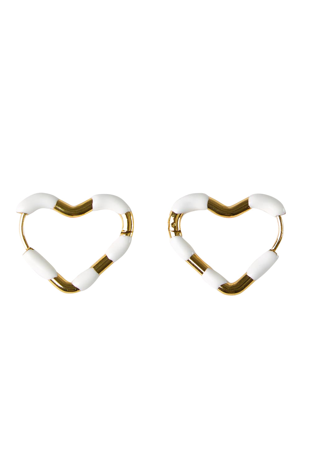 Product shot of the Hannah Heart Hoop Earring - White in colour White, from the front