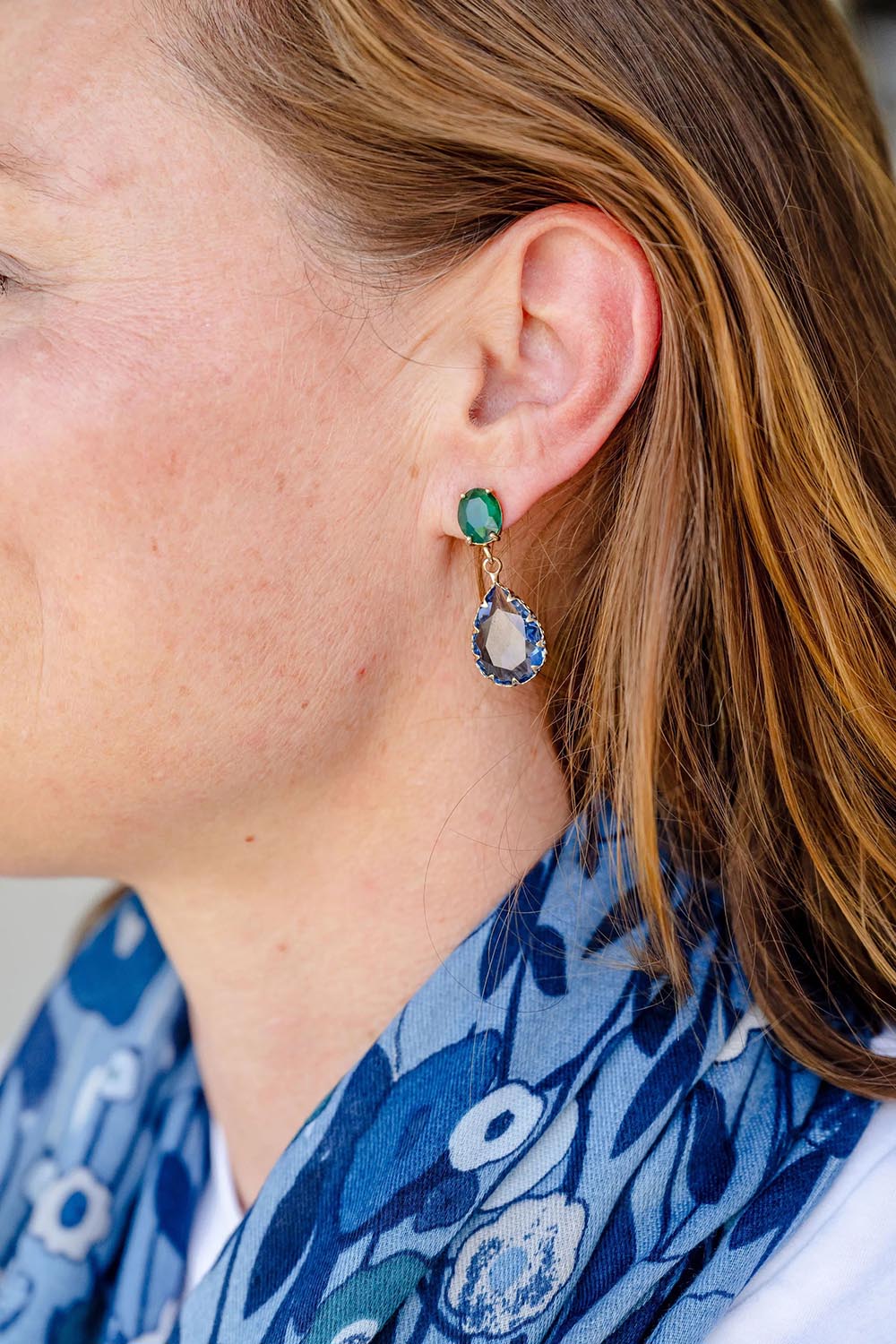 Imogen Teardrop Crystal Dangle Earring - Bluegreen