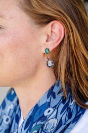 Imogen Teardrop Crystal Dangle Earring - Bluegreen