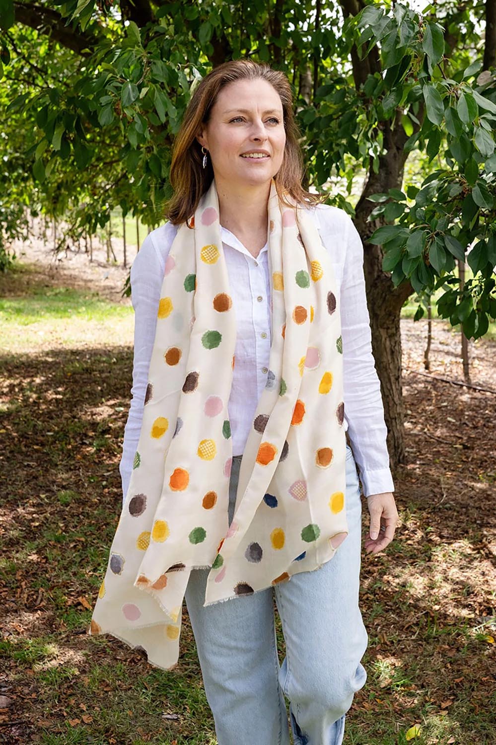 Jamie Circle Scarf – Cream