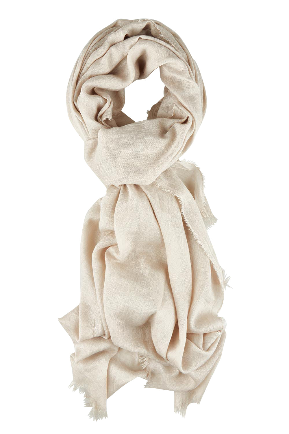 Product shot of the Solid Lightweight Scarf in colour Beige, from the front