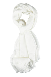 Product shot of the Solid Lightweight Scarf in colour White (White), from the front