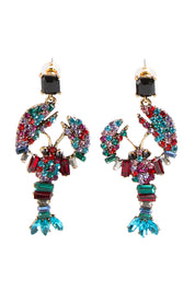 Lobster Crystal Earrings - Navyredteal