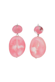 Product shot of the Marble Drop Resin Earring in colour Pink (Pink), from the front