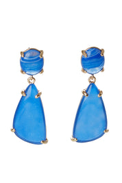 Product shot of the Resin Drop Earrings in colour Blue (Blue), from the front