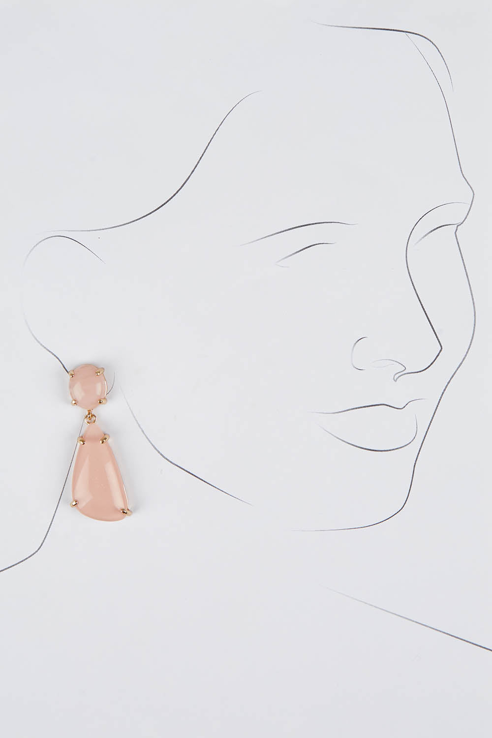 A model wearing size OneSize of the Resin Drop Earrings in colour Lightpink (Pink), from the front, showing the whole outfit