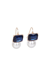 Product shot of the Medium Bling Earrings in colour Navypearl (Blue), from the front