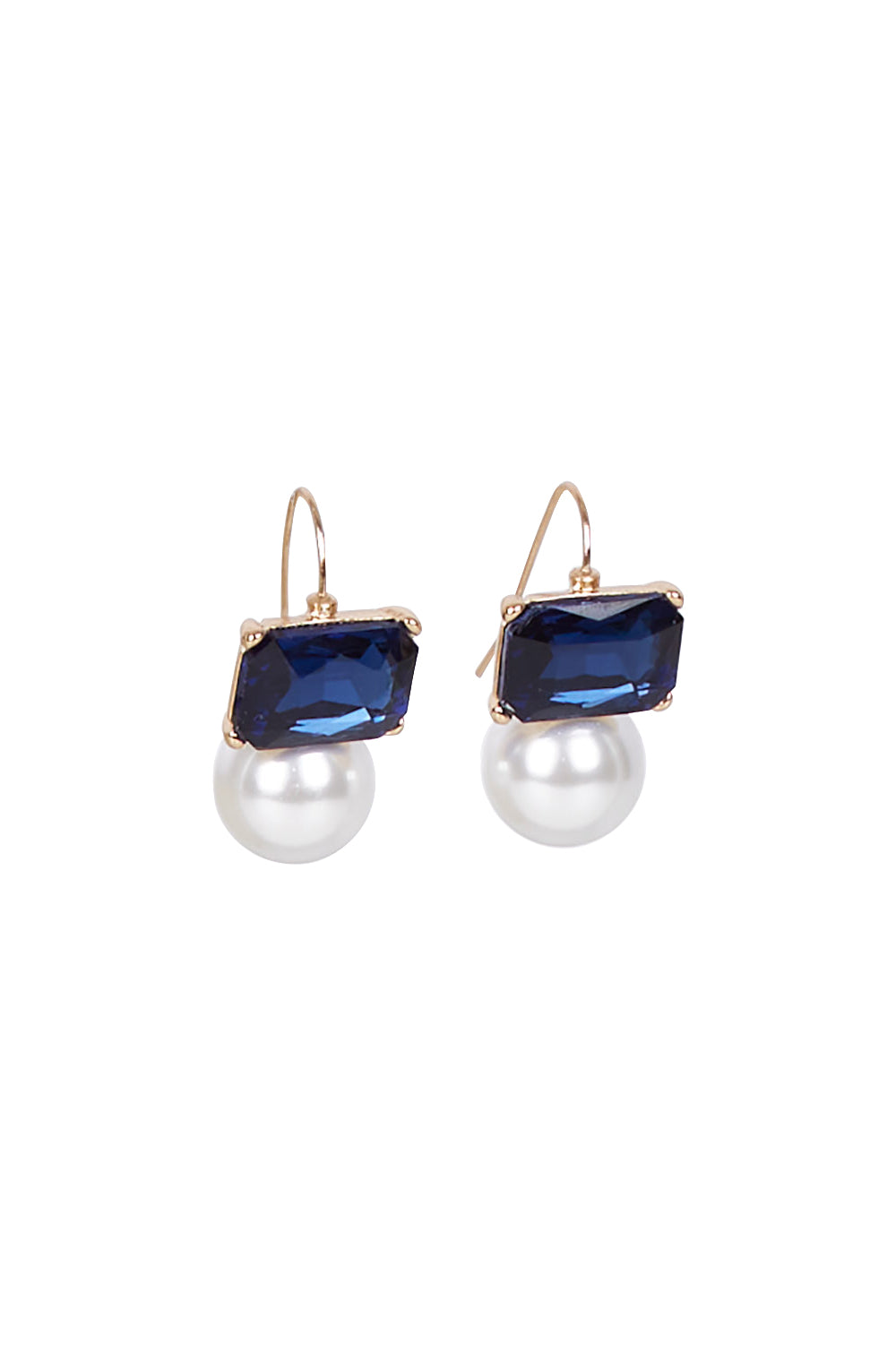 Product shot of the Medium Bling Earrings in colour Navypearl (Blue), from the front