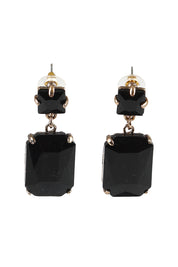 Product shot of the Double Drop Bling Earring in colour Black (Black), from the front