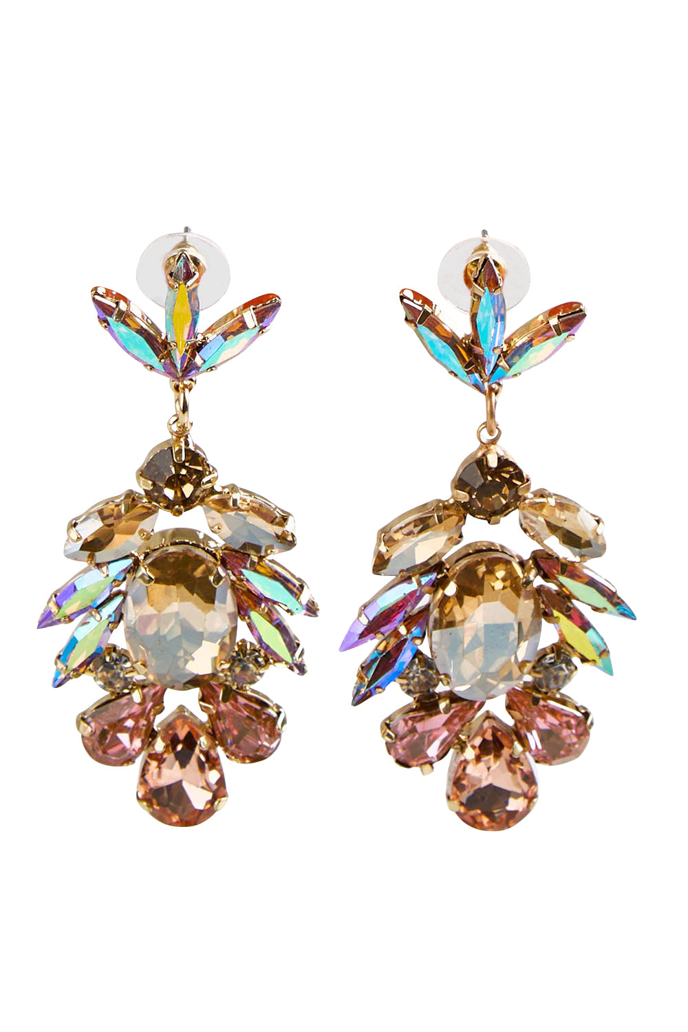 Mindy Glass Cluster Earring - Crystal