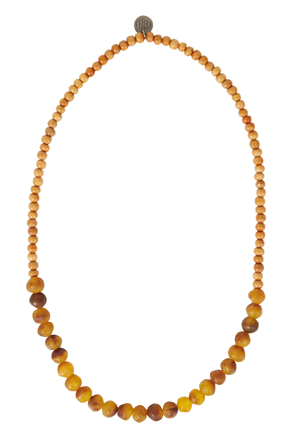 Product shot of the Mini Wood & Rock Necklace in colour Tortoise, from the front