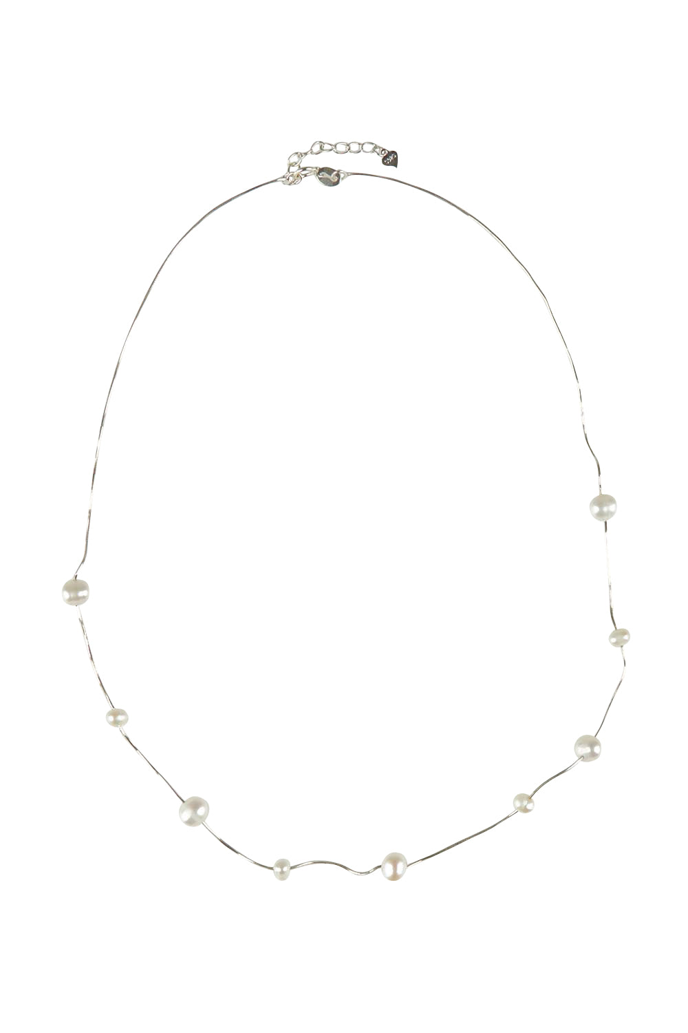 Product shot of the Multi Pearl Necklace in colour Silver (Metallics), from the front