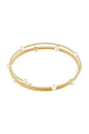 Product shot of the Freshwater Multi Pearl Gold Cuff in colour Goldpearl (Metallics), from the front