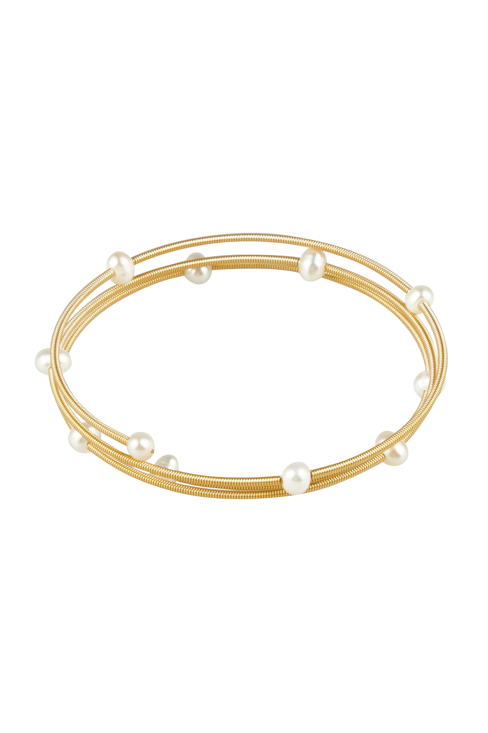 Product shot of the Freshwater Multi Pearl Gold Cuff in colour Goldpearl (Metallics), from the front