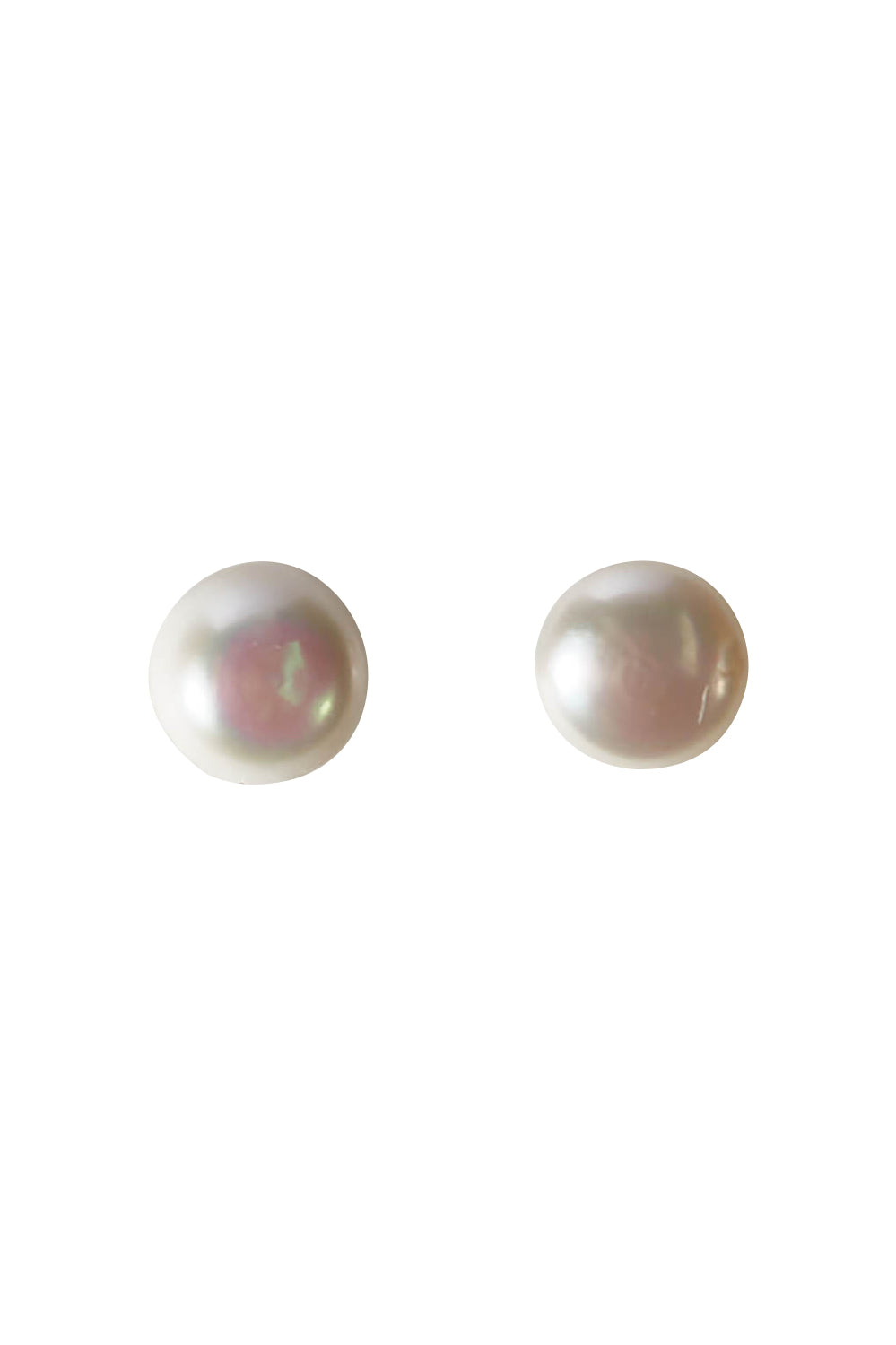 Product shot of the Sterling Silver Medium Pearl Stud in colour Silver (White), from the front
