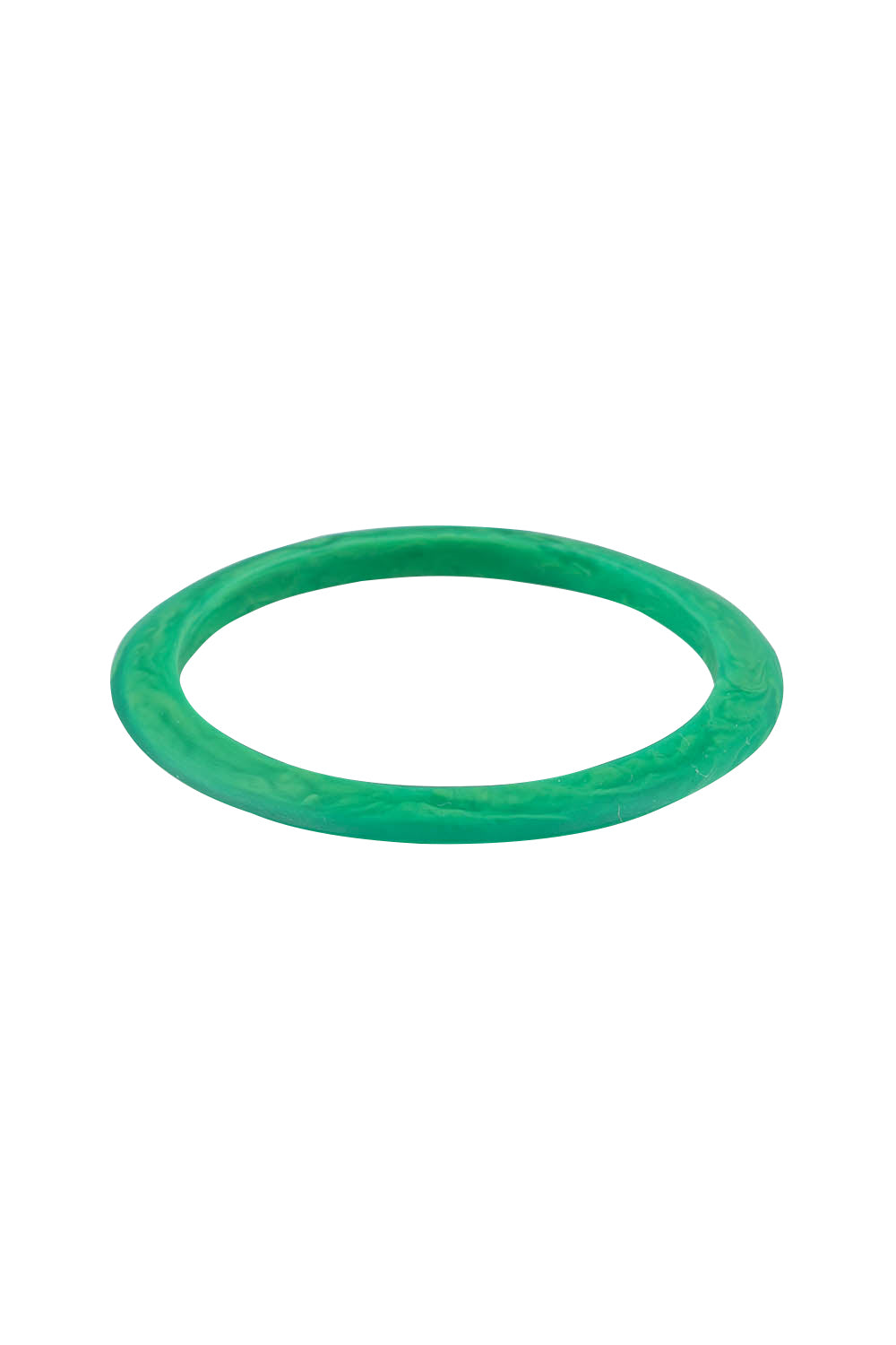 Product shot of the Point Resin Stacking Bangle in colour Green (Green), from the front