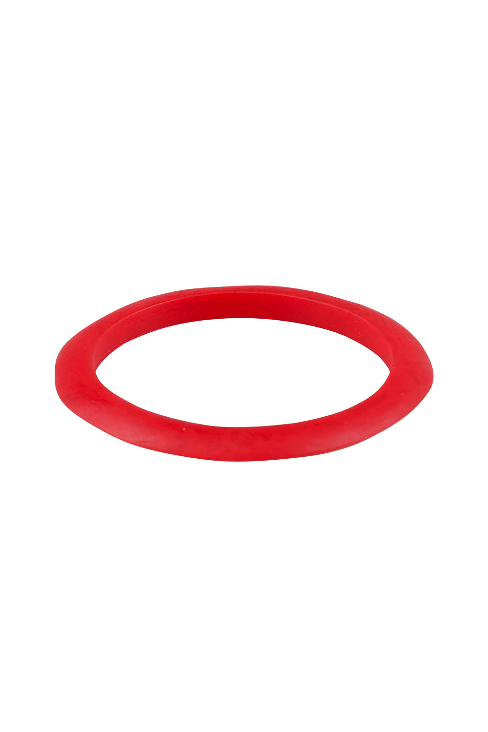 Product shot of the Point Resin Stacking Bangle in colour Red (Red), from the front