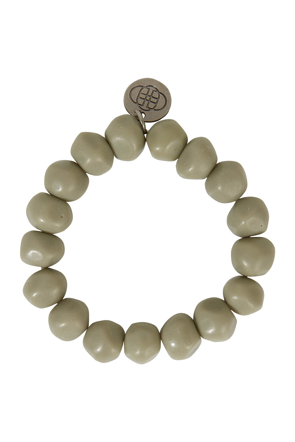 Product shot of the Rock Resin Bracelet in colour Moss (Green), from the front