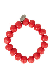 Product shot of the Rock Resin Bracelet in colour Red (Red), from the front