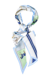 Product shot of the Satin Neck Scarf - Horsingblue in colour Horsingblue, from the front