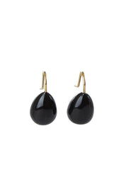 Product shot of the Enamel Drop Earrings in colour Black (Black), from the front